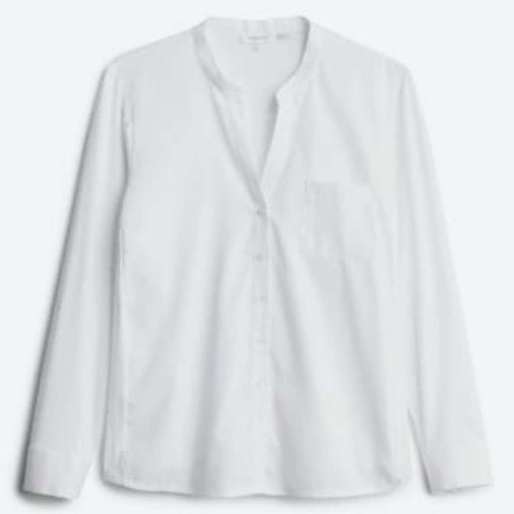 CALVIN KLEIN Frany Cotton Button Down Knit Back Non Iron Top  1X | White NWT